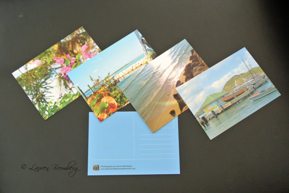 Set Of Four Tropical Postcards